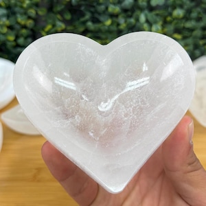 Satin Spar Bowl 4 in. | Medium Selenite Bowl | Cleansing and Spiritual Growth Heart