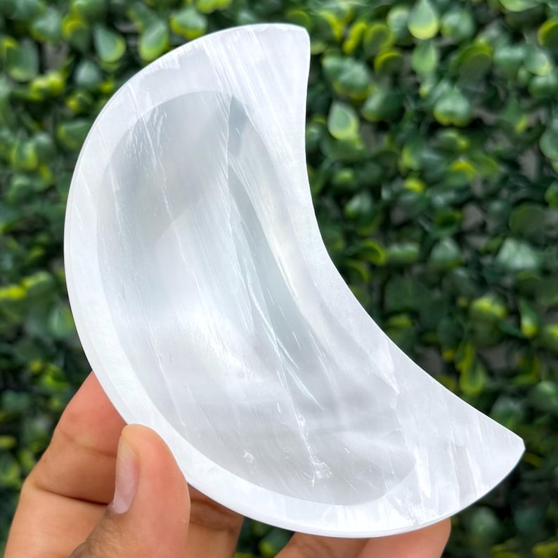 Satin Spar Bowl 4 in. | Medium Selenite Bowl | Cleansing and Spiritual Growth Moon