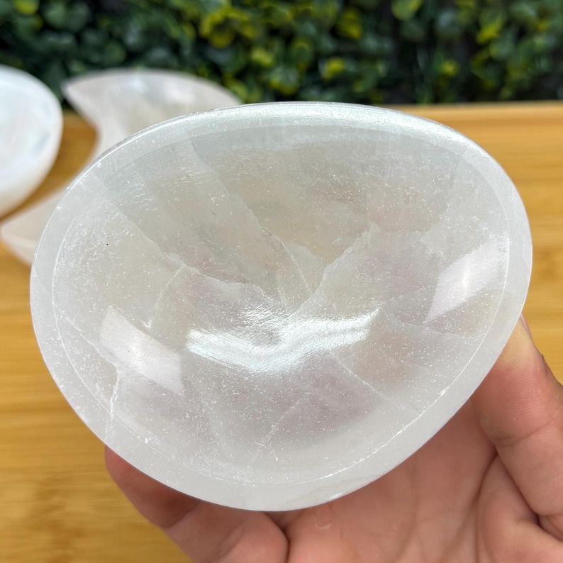 Satin Spar Bowl 4 in. | Medium Selenite Bowl | Cleansing and Spiritual Growth Free Form