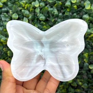 Satin Spar Bowl 4 in. | Medium Selenite Bowl | Cleansing and Spiritual Growth Butterfly