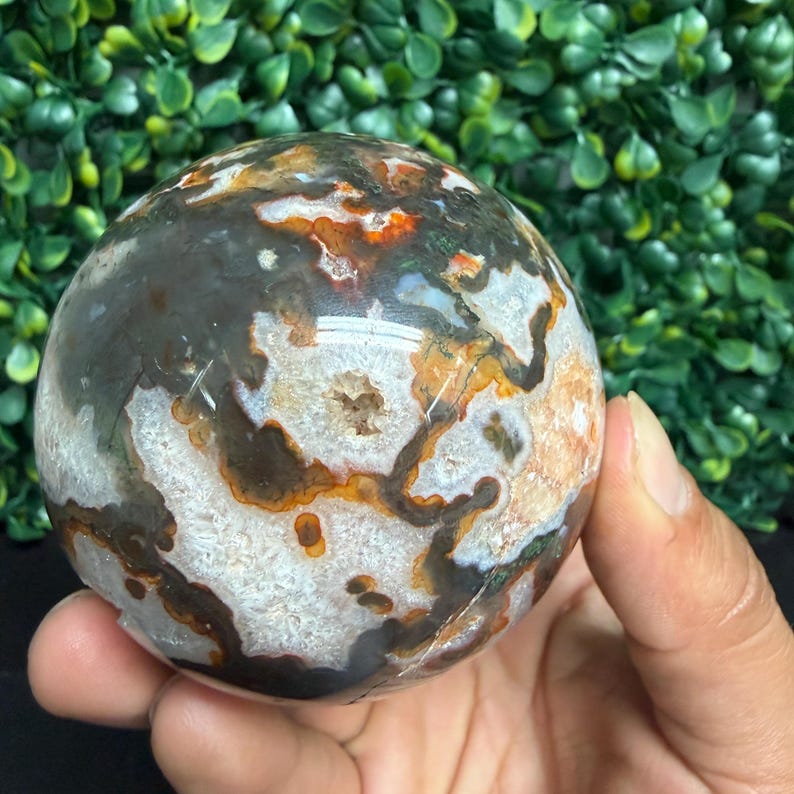 Red Moss Agate Sphere No. 1 | Protection & Grounding | **Imperfect Piece** image 4