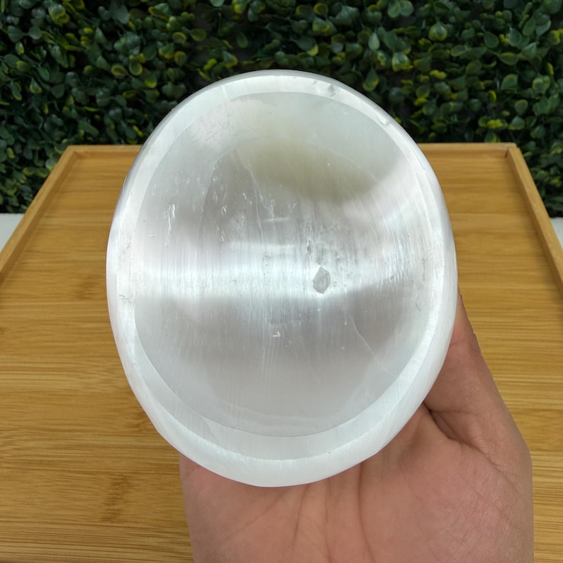 Satin Spar Bowl 4 in. | Medium Selenite Bowl | Cleansing and Spiritual Growth Oval