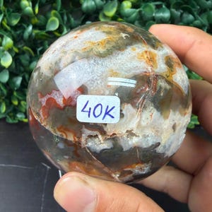 Red Moss Agate Sphere No. 1 | Protection & Grounding | **Imperfect Piece** image 2