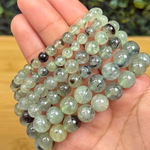 Prehnite with Epidote Beaded Bracelet | Spiritual Growth & Intuition | Intuitively Chosen