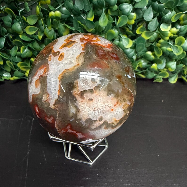 Red Moss Agate Sphere No. 1 | Protection & Grounding | **Imperfect Piece** image 5