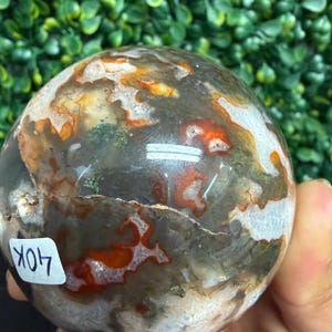 Red Moss Agate Sphere No. 1 | Protection & Grounding | **Imperfect Piece** image 8
