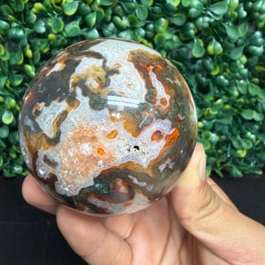 Red Moss Agate Sphere No. 1 | Protection & Grounding | **Imperfect Piece** image 3