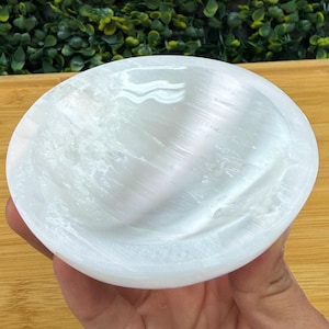 Satin Spar Bowl 4 in. | Medium Selenite Bowl | Cleansing and Spiritual Growth Circle
