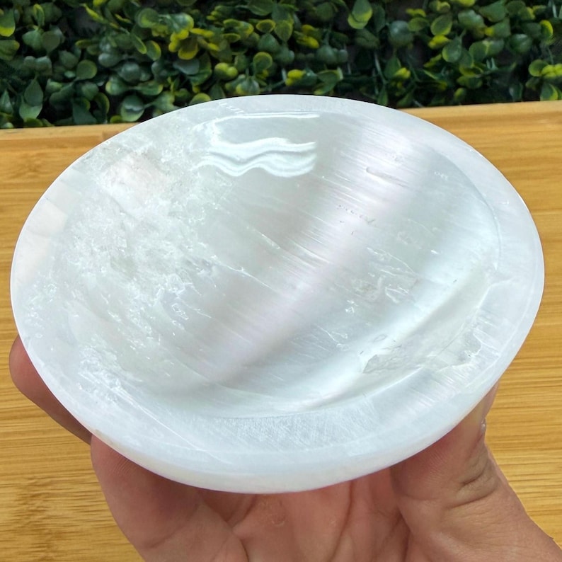 Satin Spar Bowl 4 in. | Medium Selenite Bowl | Cleansing and Spiritual Growth Circle