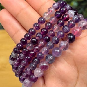 Purple Fluorite Beaded Bracelet | Spiritual Growth & Intuition | Intuitively Chosen