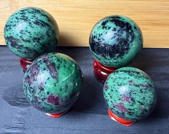 Ruby Zoisite Spheres | UV-Reactive Material | Vitality & Energy Alignment | You Pick
