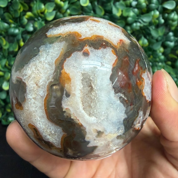 Red Moss Agate Sphere No. 1 | Protection & Grounding | **Imperfect Piece**