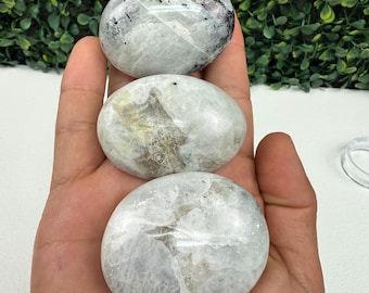 White Moonstone Palm Stone | You Pick | Spiritual Growth & Intuition
