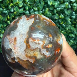 Red Moss Agate Sphere No. 1 | Protection & Grounding | **Imperfect Piece** image 9