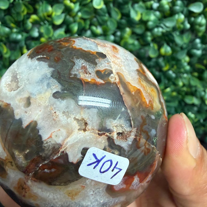 Red Moss Agate Sphere No. 1 | Protection & Grounding | **Imperfect Piece** image 6