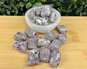 Ruby in Albite Tumbled Stone | UV-Reactive Mineral | Confidence & Empowerment