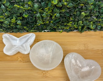 Cuenco de Satén de 7,6 cm / Cuenco de Selenita Pequeño / Limpieza y Crecimiento Espiritual