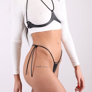 Lingerie set, Leather costume set, Womens lingerie harness, booty harness, body herness, Fantasy lingerie, black lingerie