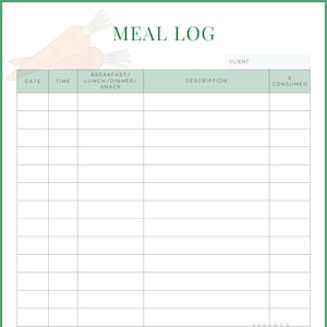 Meal Log for Caregivers