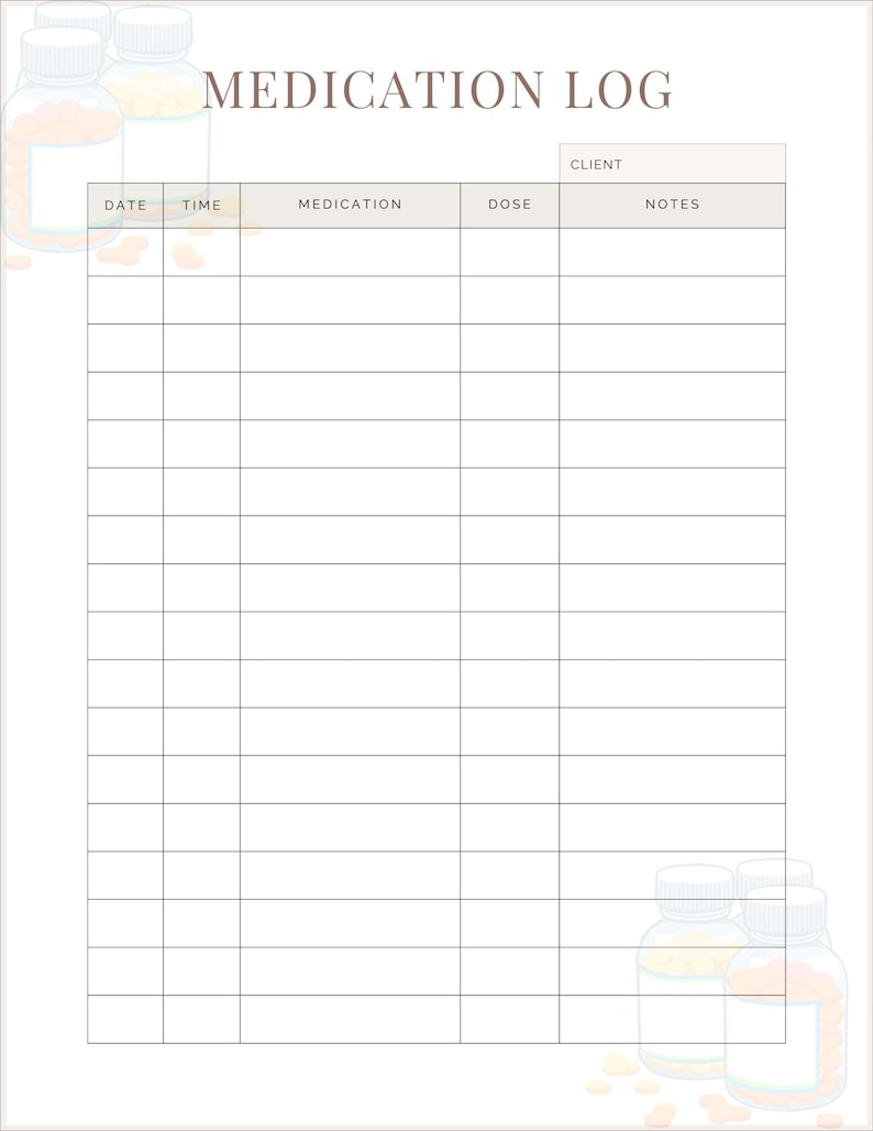 File Header Medication Medication Log for Caregivers - Etsy