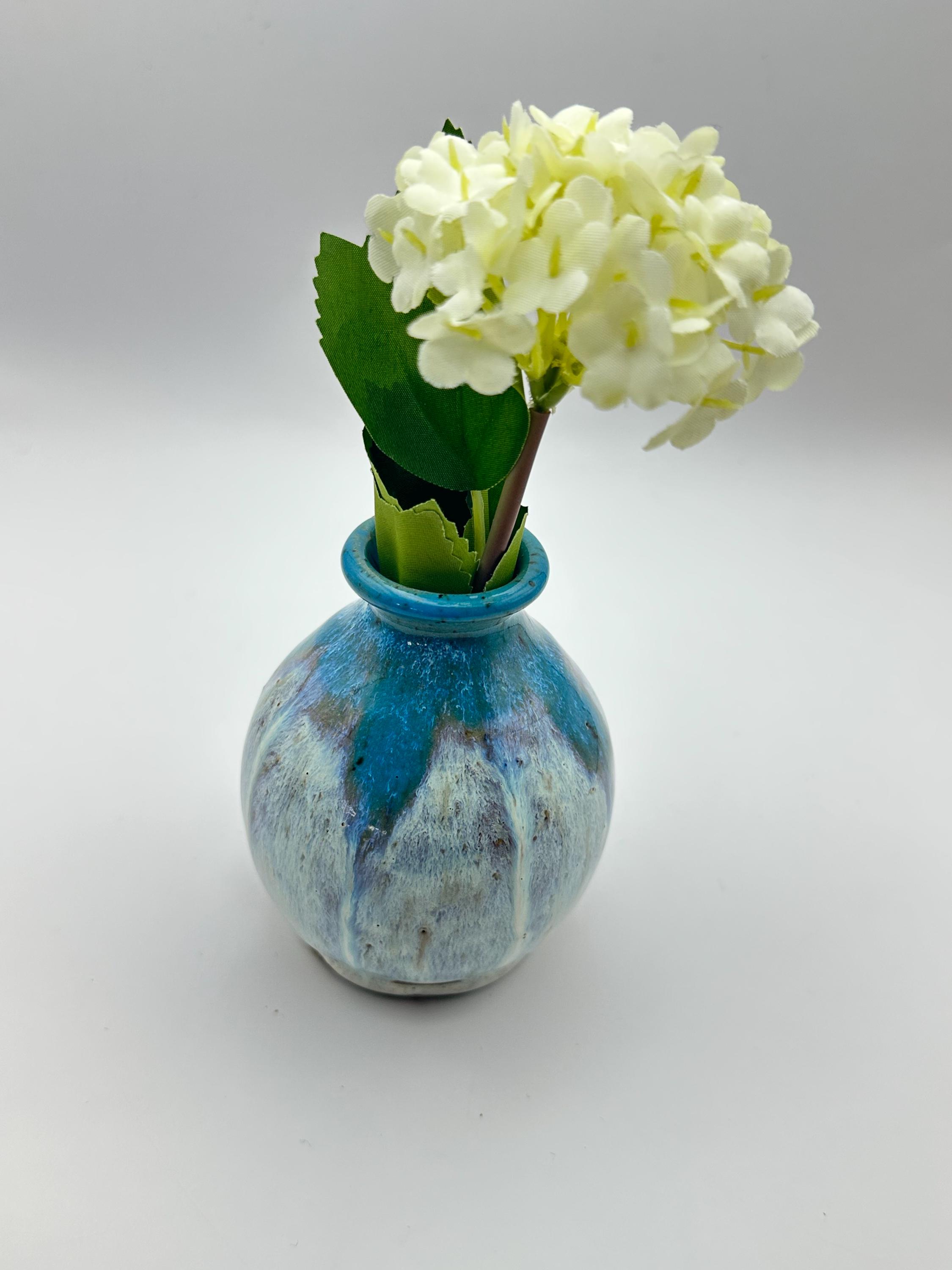 Handmade Ceramic Vase | Wheel Thrown White and Blue Glaze | Unique Gift ...
