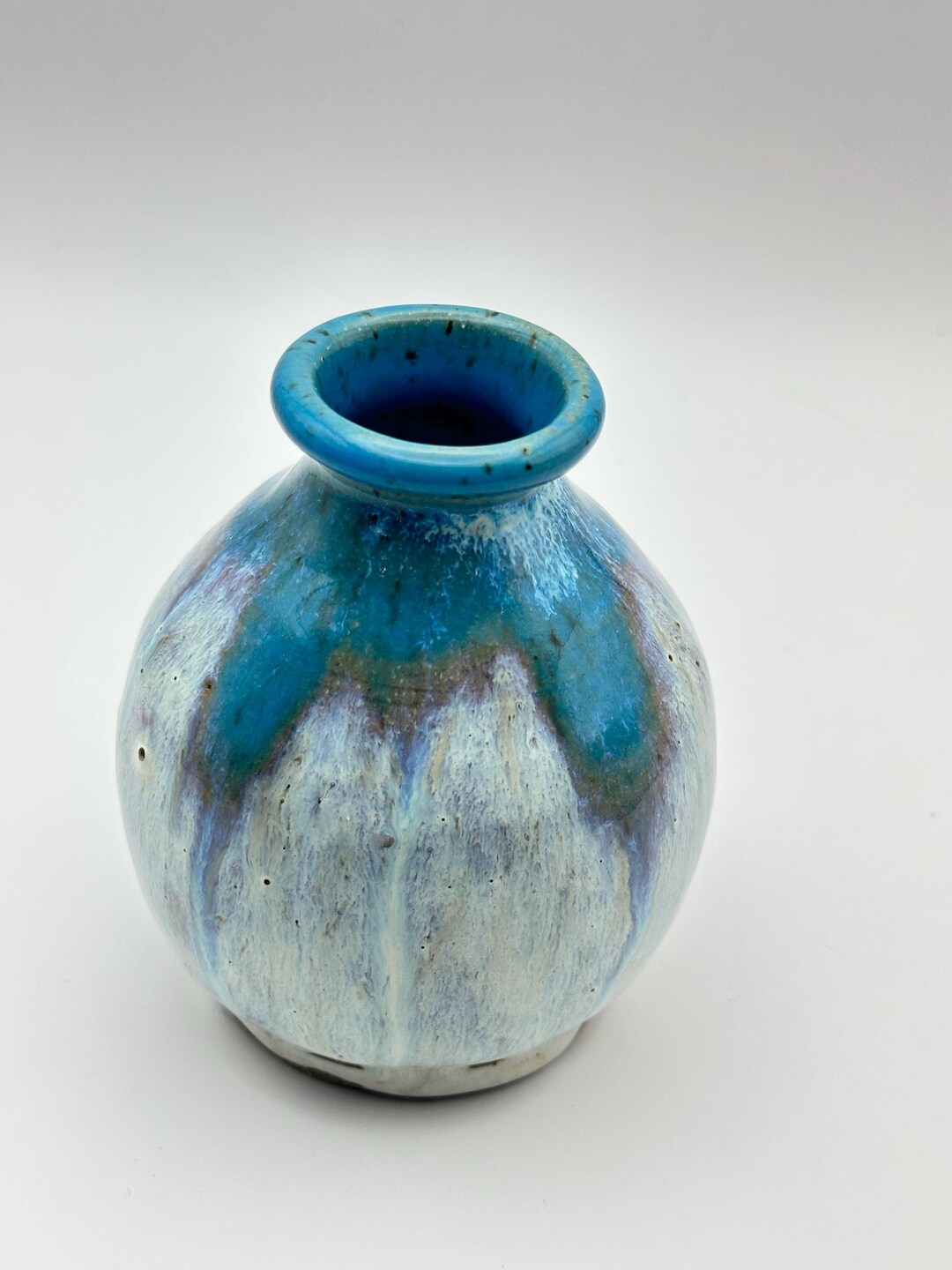 Handmade Ceramic Vase | Wheel Thrown White and Blue Glaze | Unique Gift ...