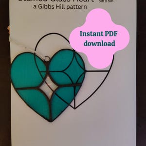 Heart Stained Glass Pattern Template Digital Download Beginner Project Mosaic Design Valentine Suncatcher Ocean Theme Nursery Decor Love