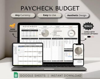 Budget Planner for Google Sheets, Monthly Budget Spreadsheet, Paycheck Budget Tracker, Weekly Budget Template, Biweekly Budget, Budgeting