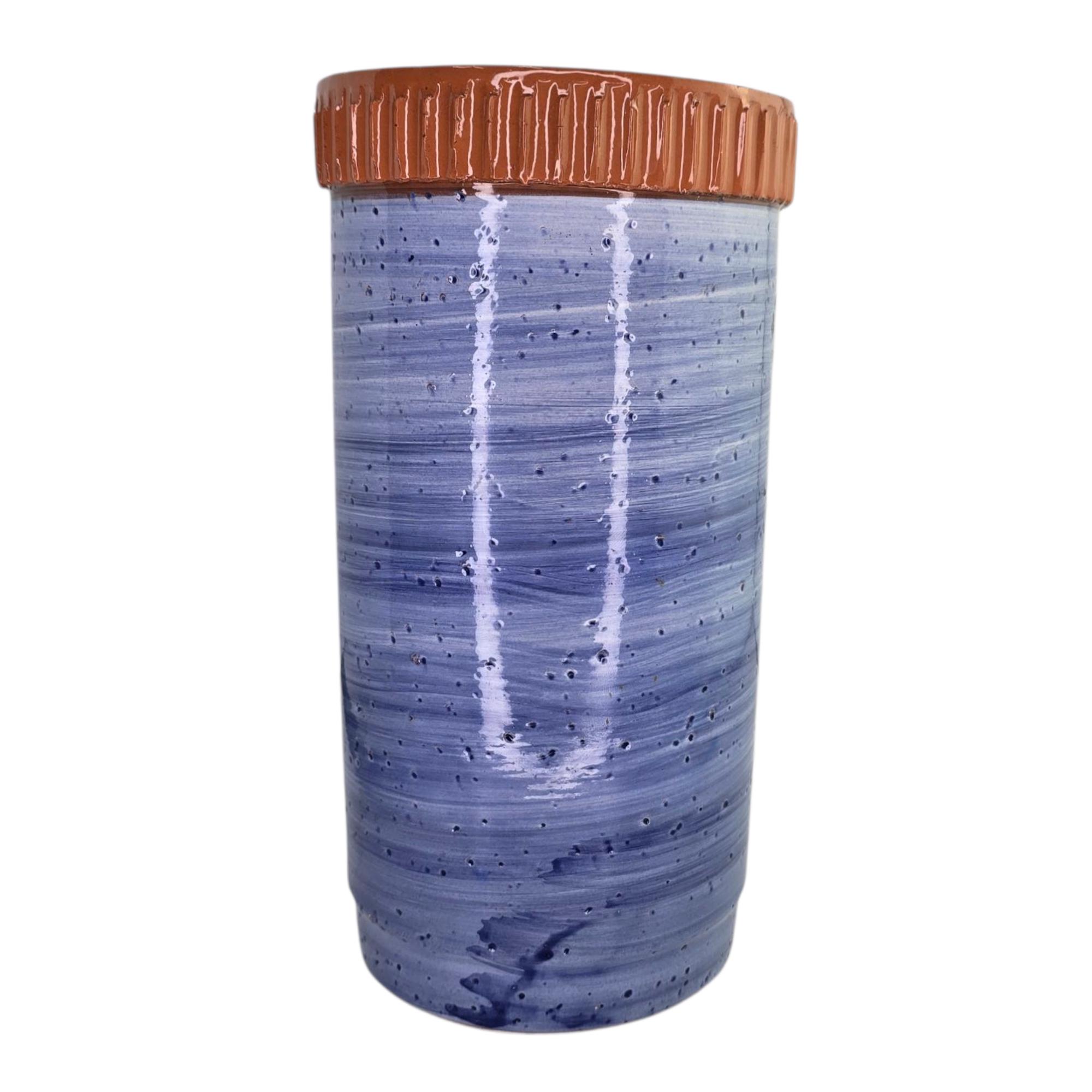 テラコッタ 円筒形 陶器 花瓶 ヴィンテージ イタリア製 陶器 円筒形 花瓶 テラコッタ ビトッシ