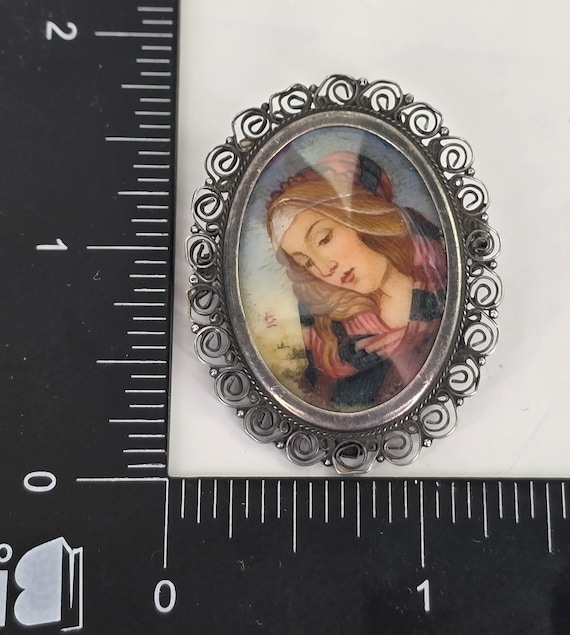 Broche Ancienne Religieuse En Argent 925 - Vierge Marie - Lot Vintage