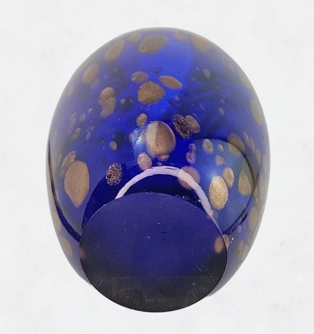 Vintage Murano Art Glass Vase Cobalt Blue With Gold Fleck Murano