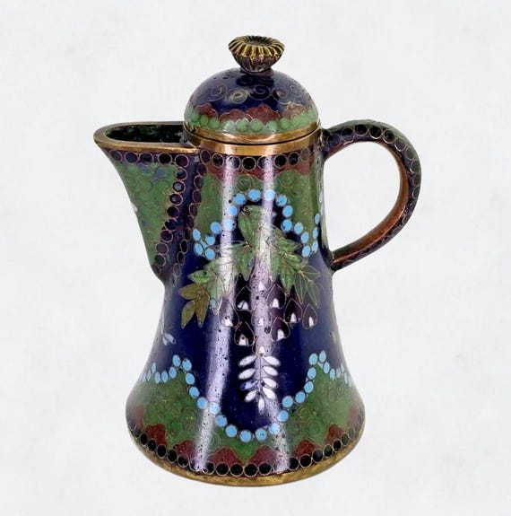 Antique Japanese Cloisonne Miniature Pitcher Antique Cloisonne
