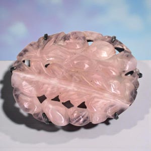 Broche Art Déco En Argent Massif Avec Quartz Rose - Bijou Vintage Occasion, élégant