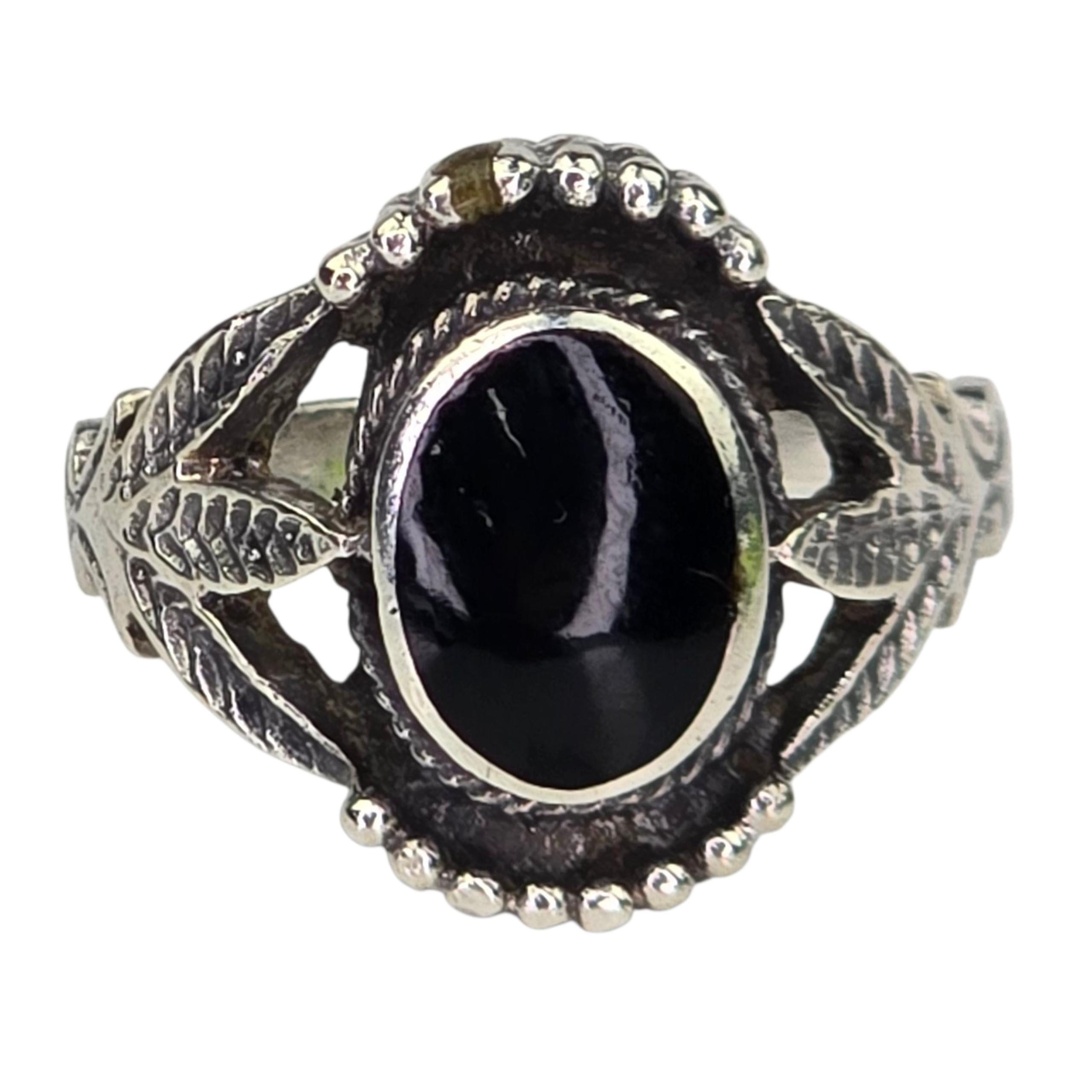 Vintage Signed ND 925 Sterling Silver Onyx Ring Size 6 Ring 