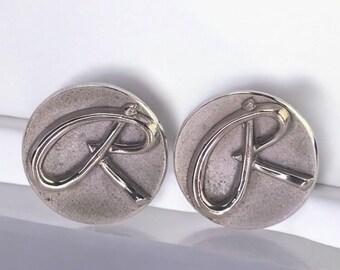 Boutons De Manchette Et épingle De Cravate Vintage Lettre R - Argent, Occasion