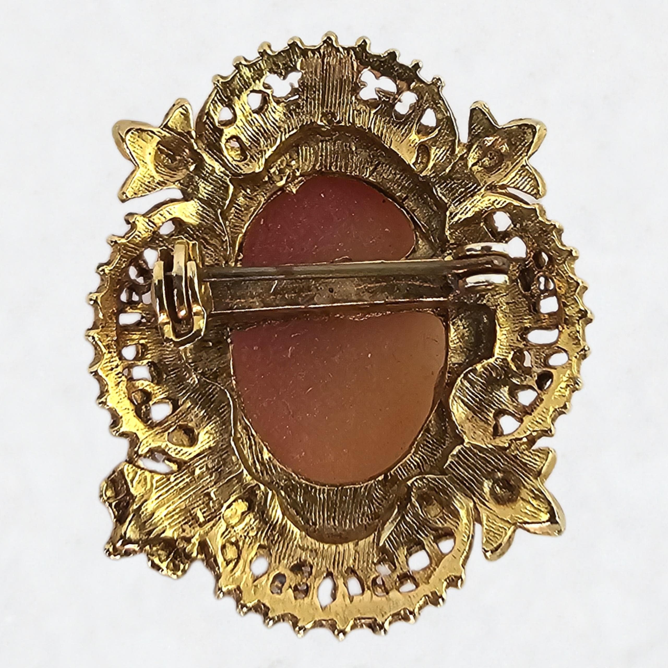 ヴィンテージカメオブローチ 彫刻された樹脂製カメオピン ヴィンテージ