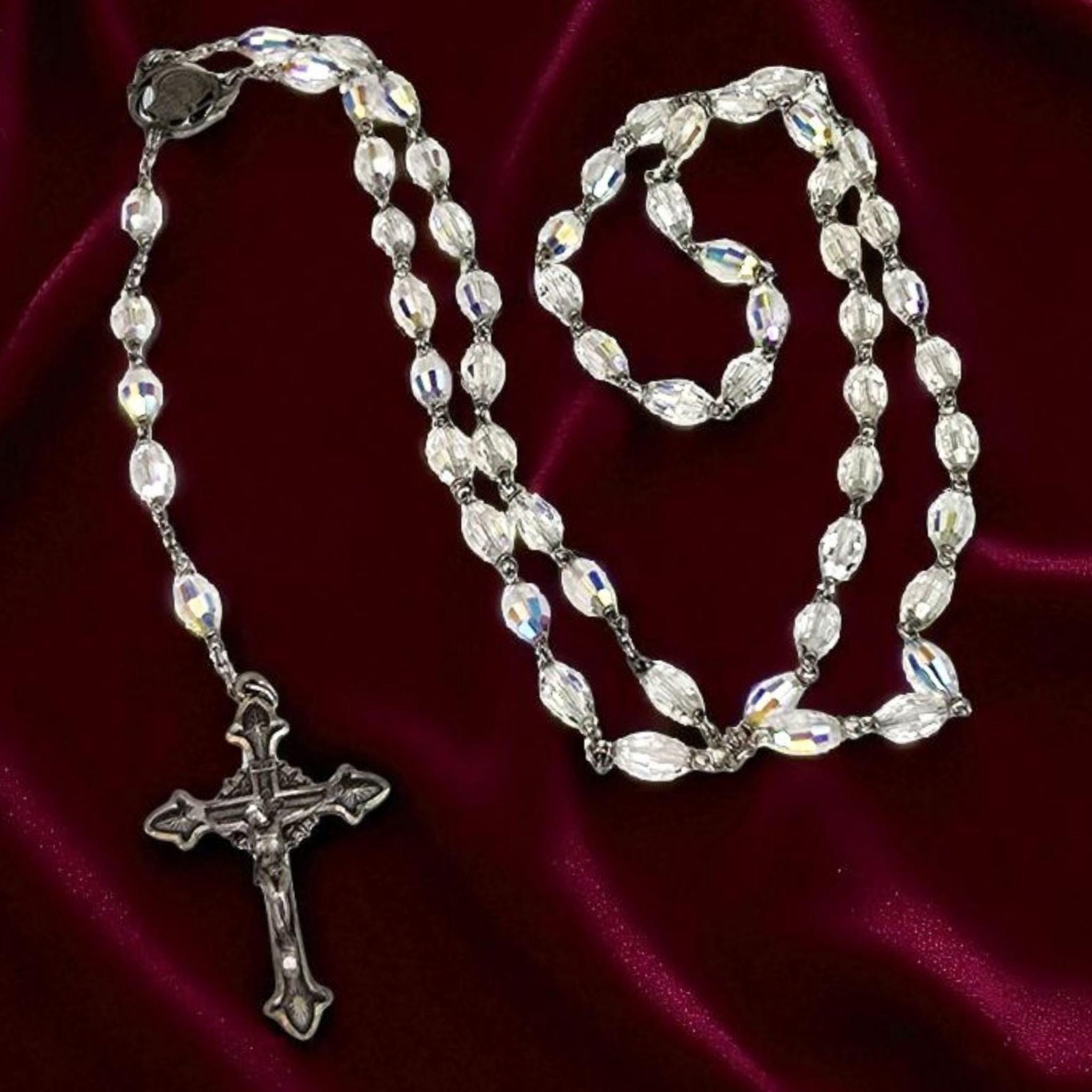 Brosalino イタリア製 USAヴィンテージ グレー Vintage Italy Sterling Silver Aurora Borealis Glass Catholic