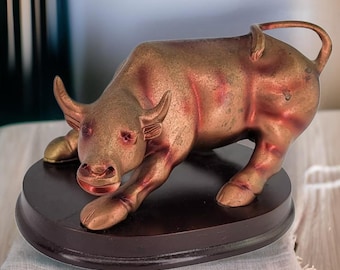 Vintage Wall Street Charging Bull Staty Aktiemarknad Kontorsdekor Unik Finans Kontorsdekor Tjurstaty Vintage Man Cave Gåva Unik