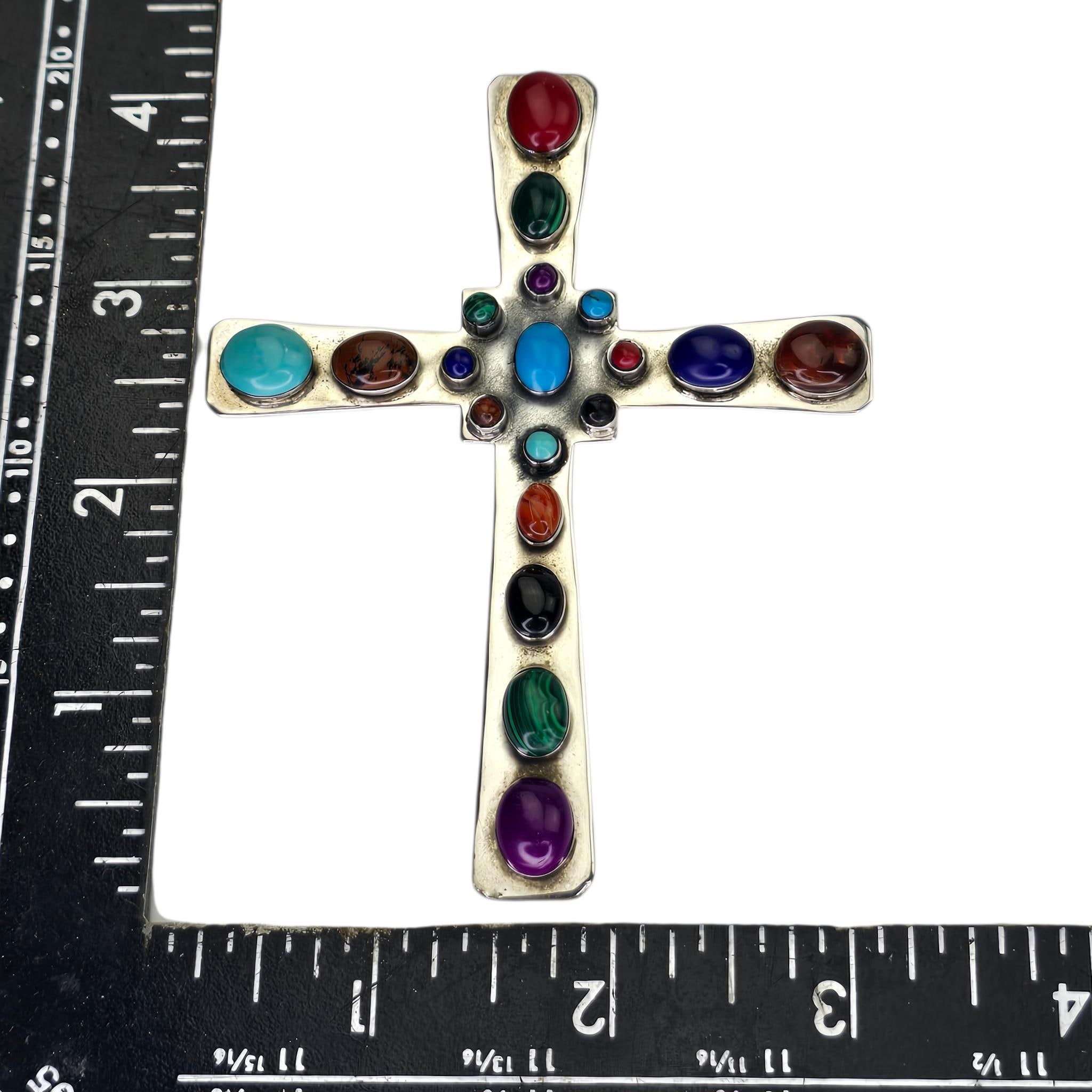 Vintage Large Signed HOB Mexico Sterling Silver Cross Pendant ...