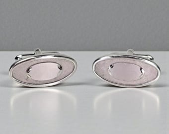 Boutons De Manchette Vintage Swank - Style Moderniste Argenté - Milieu De Siècle