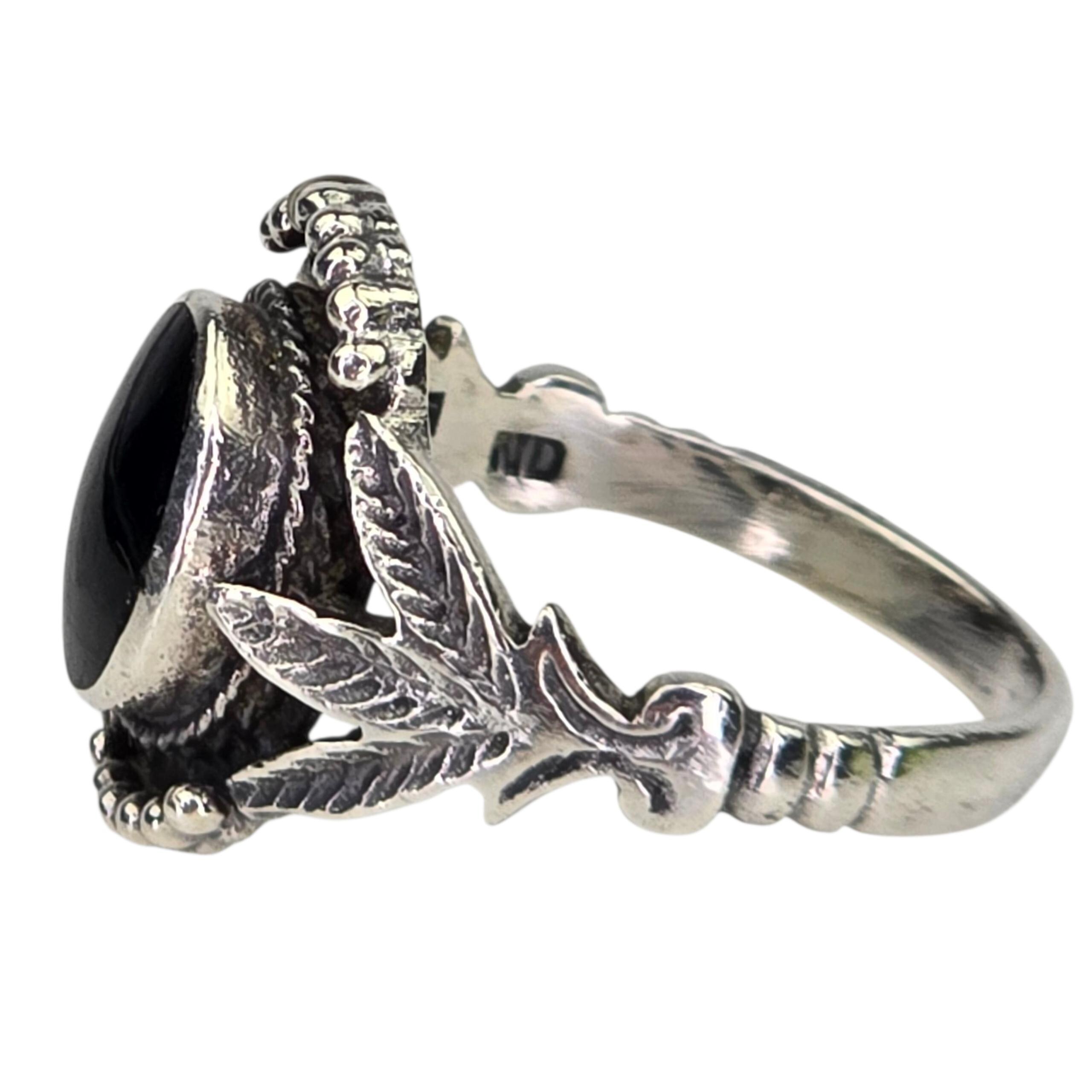 Vintage Signed ND 925 Sterling Silver Onyx Ring Size 6 Ring 