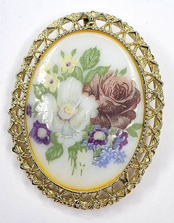 Broche Inclusion Fleurs Jacqmarel – Style Ancien Victorien, Bronze – Neuf Sans Emballage