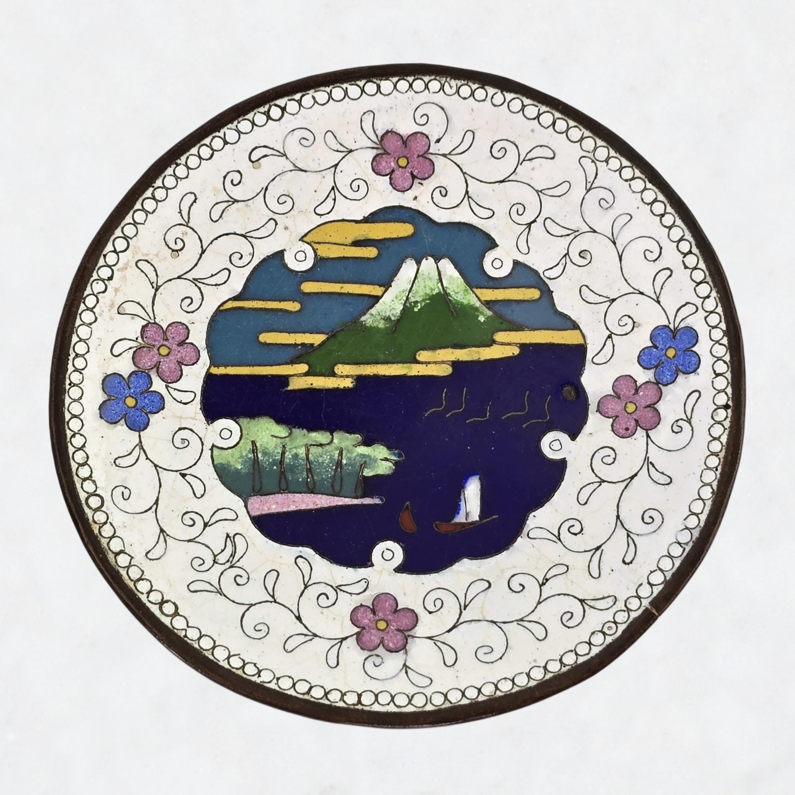 ヴィンテージ七宝焼き小物入れ皿 中国七宝焼き皿 ヴィンテージアジアン