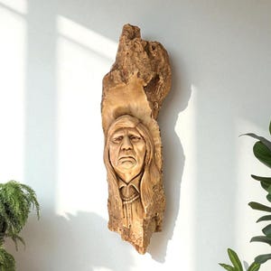 ヴィンテージフォークアートネイティブアメリカン彫刻石膏インディアン 