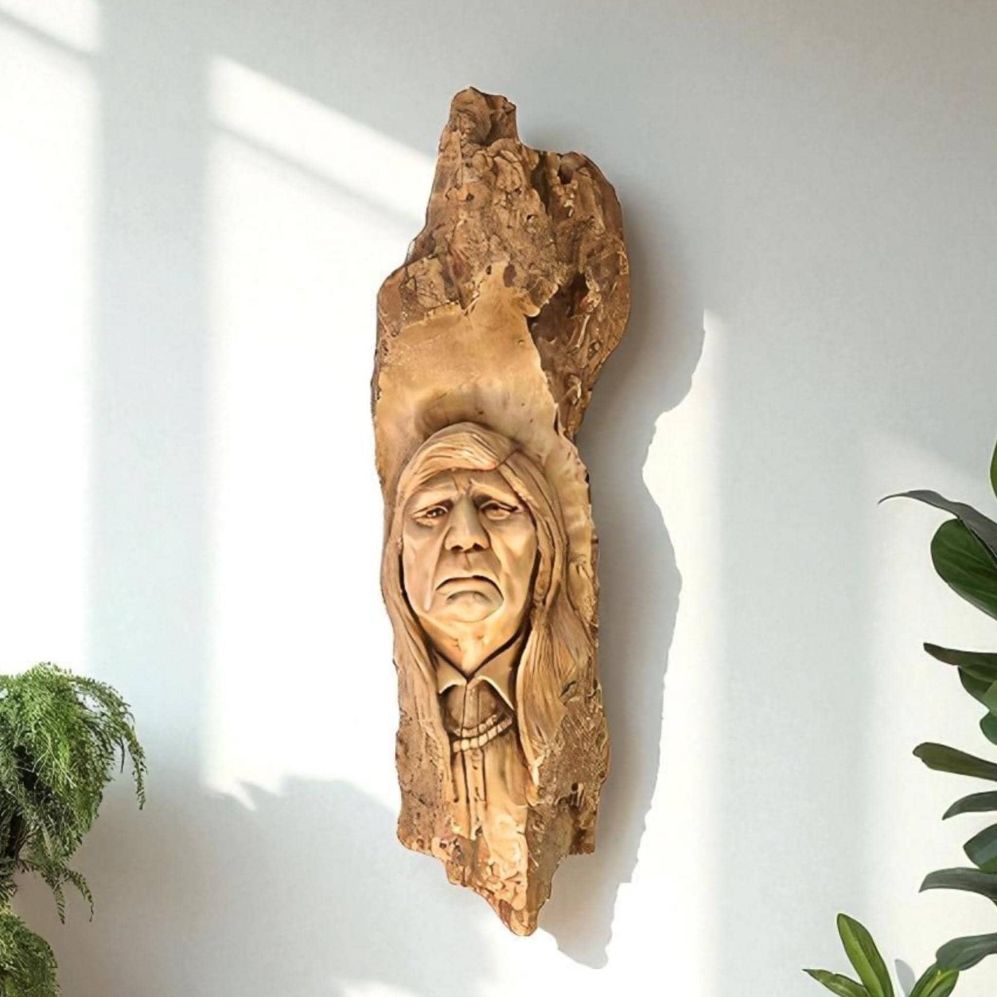 アメリカン・インディアン木製彫刻 手彫りの木製インディアン酋長胸像（高さ16インチ） - Etsy 日本