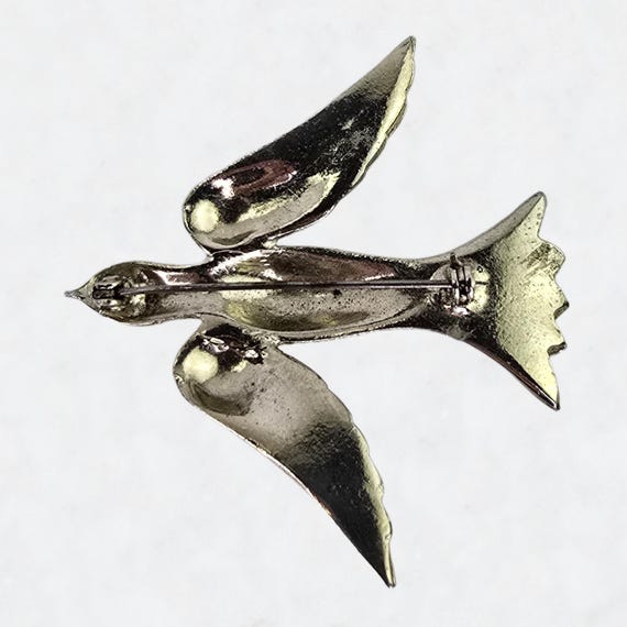 ANCIENNE BROCHE OISEAU en plaqué or ORIA Napoléon III Art