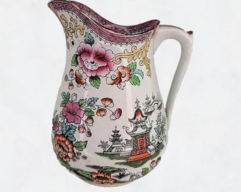 アンティーク J Edwards & Sons ピッチャー アンティーク 中国の花柄