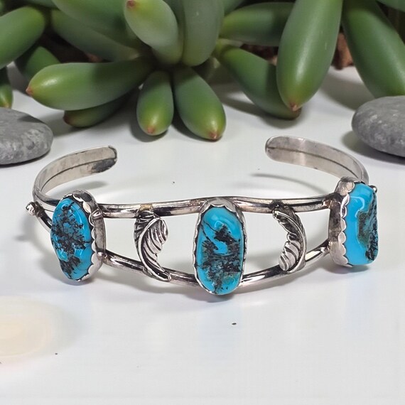 ハンドメイド ターコイズブレスレット シルバー925 ビンテージシルバー