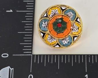 ヴィンテージマイクロモザイクブローチ イタリア製 ヴィンテージ
