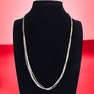 Vintage 5 Strand Liquid Silver Sterling Silver Signed Necklace Vintage Multistrand Sterling Necklace Signed Liquid Silver Necklace Slender